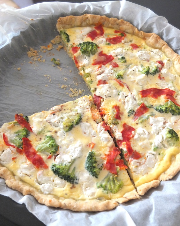 Tarte brocolis chorizo chevre